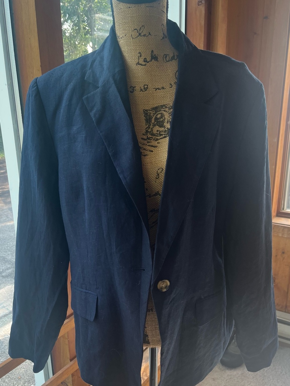 Quince - Navy Women's 100% Linen Single-Button Blazer